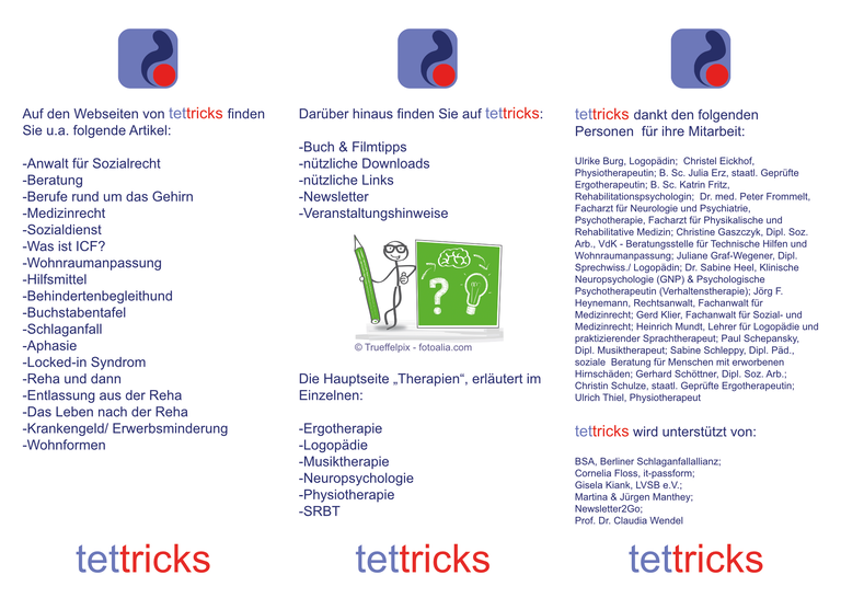 Grafik: Flyer mit Information zur Bewerbung der tettricks Webseite (Rückseite)